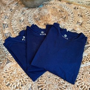 Navy Blue Long Sleeve Under Shirts | Size Small | Set of 3